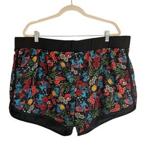 TORRID DISNEY Swim Shorts Bathing Suit Lilo & Stitch Black Floral Hawaiian | 4X